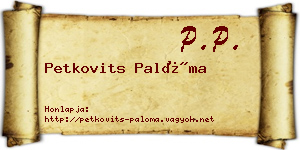 Petkovits Palóma névjegykártya